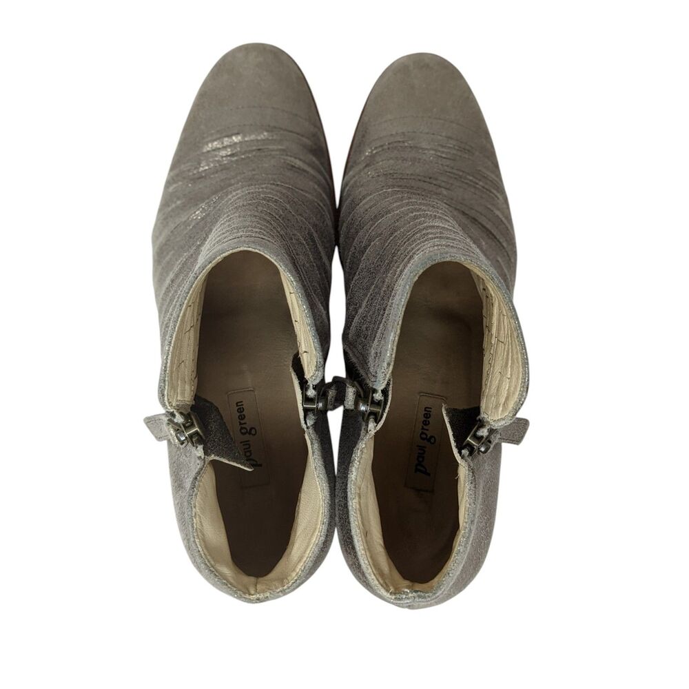 Paul Green Malibu Silver Sliced Leather Heeled Ankle Boots Womens 7.5 - Picture 7 of 13